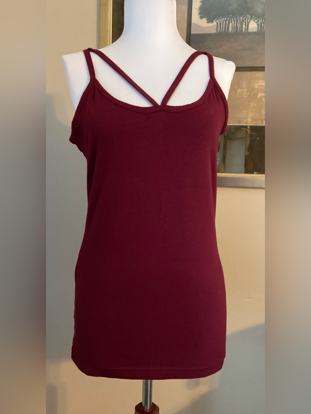 NWT Maurices Burgundy Strappy Camisole Size Medium Soft Cotton Stretchy